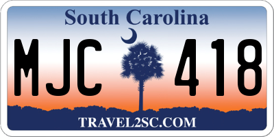 SC license plate MJC418