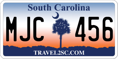 SC license plate MJC456
