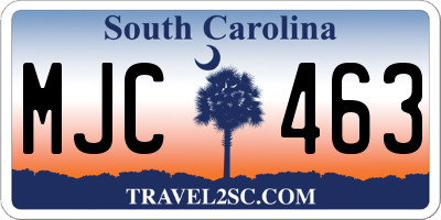 SC license plate MJC463