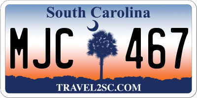 SC license plate MJC467