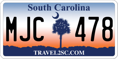 SC license plate MJC478