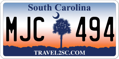 SC license plate MJC494