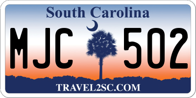 SC license plate MJC502
