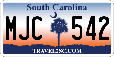 SC license plate MJC542