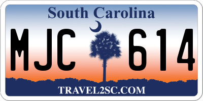 SC license plate MJC614