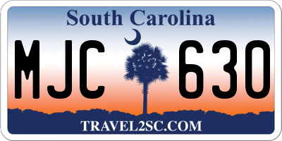 SC license plate MJC630