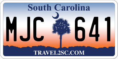 SC license plate MJC641