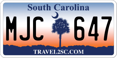 SC license plate MJC647
