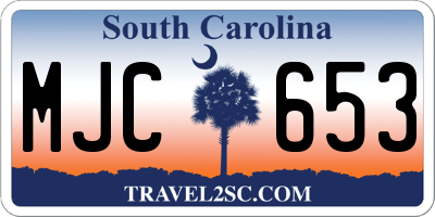 SC license plate MJC653
