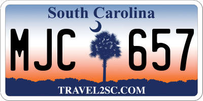 SC license plate MJC657