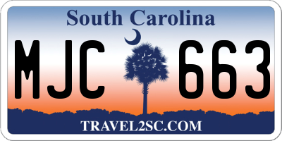 SC license plate MJC663