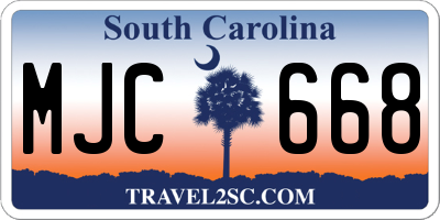 SC license plate MJC668