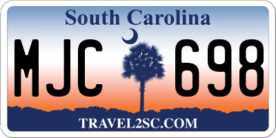 SC license plate MJC698