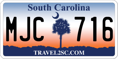 SC license plate MJC716