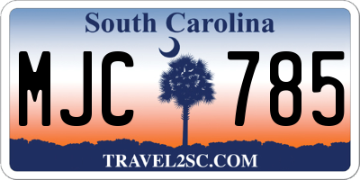 SC license plate MJC785