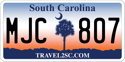 SC license plate MJC807
