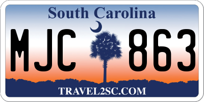 SC license plate MJC863