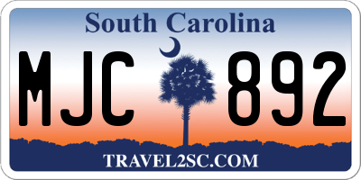 SC license plate MJC892