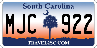 SC license plate MJC922