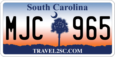 SC license plate MJC965
