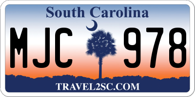 SC license plate MJC978