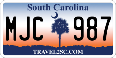 SC license plate MJC987