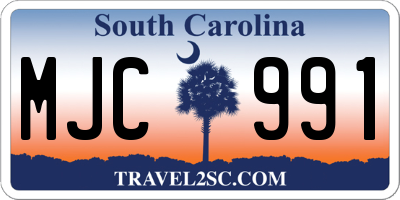 SC license plate MJC991