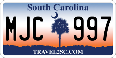 SC license plate MJC997