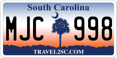 SC license plate MJC998