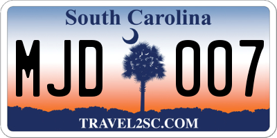 SC license plate MJD007