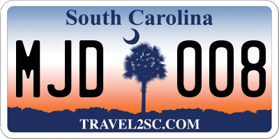 SC license plate MJD008