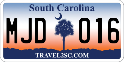 SC license plate MJD016