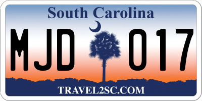 SC license plate MJD017