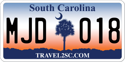 SC license plate MJD018