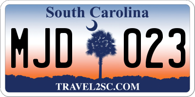SC license plate MJD023