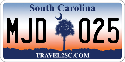SC license plate MJD025