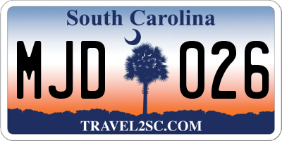SC license plate MJD026