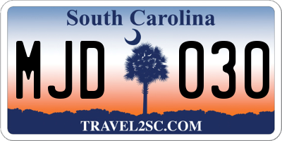 SC license plate MJD030