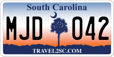 SC license plate MJD042