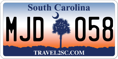 SC license plate MJD058
