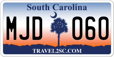 SC license plate MJD060