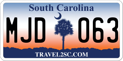 SC license plate MJD063