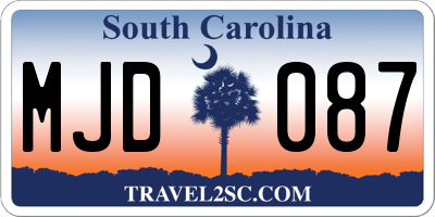 SC license plate MJD087