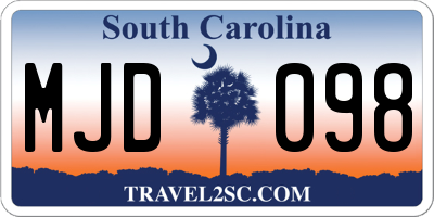 SC license plate MJD098