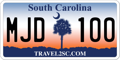 SC license plate MJD100