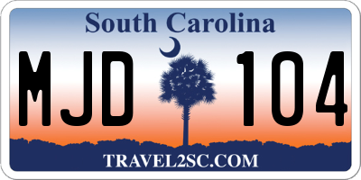 SC license plate MJD104