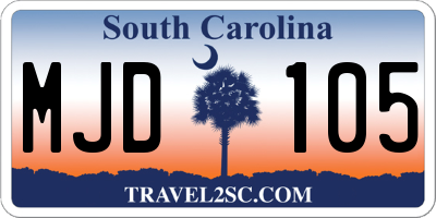 SC license plate MJD105