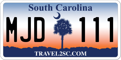 SC license plate MJD111