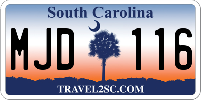 SC license plate MJD116