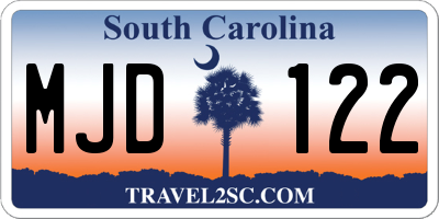 SC license plate MJD122